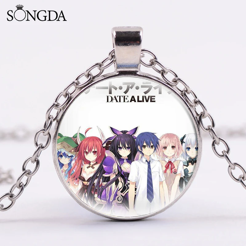 

New Anime Date Alive Necklace Mayuri Judgment Kurumi Tokisaki Art Photo Glass Cabochon Necklace Unisex Jewelry Accessories Gifts