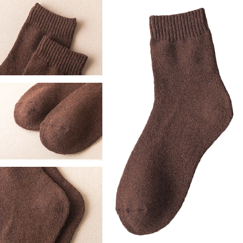 

2020 Winter Men Socks Thicken Cashmere Warm Socks Anklet Mid-Calf Tube Socks Harajuku Simple Solid Color Cotton Floor Socks