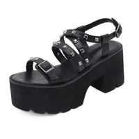 sandalia mujer verano punk shoes rock gothic wholesale sandals women peep toe strap sandals platform punk shoes ljb106