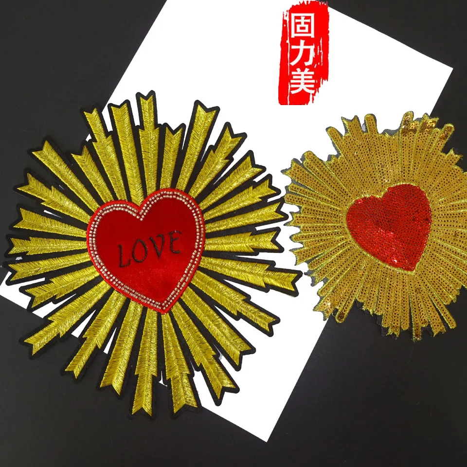 2 шт. роскошный мужской красный любящее сердце с блестками клеевая заплатка на