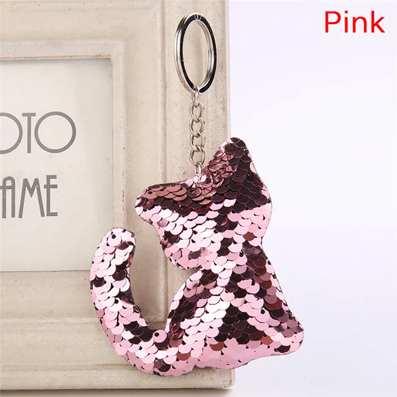 Корейская мода 1 шт. брелок с милым котом блестящий помпон блестками кольцо для