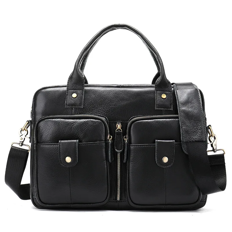 

New leather men's bag horizontal fashion casual men's one shoulder handbag retro official document