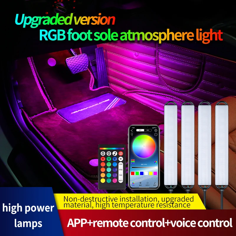 Освещение салона автомобиля RGB LED с управлением через приложение и беспроводным пультом ДУ, возможностью контроля музыки, множественными настройками для VW Polo ON.