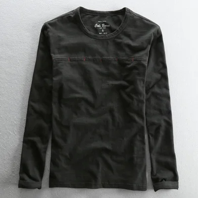 

6007 мужские весенне-осенние модные брендовые винтажные облегающие хлопковые футболки в японском стиле с длинным рукавом мужские повседневн...