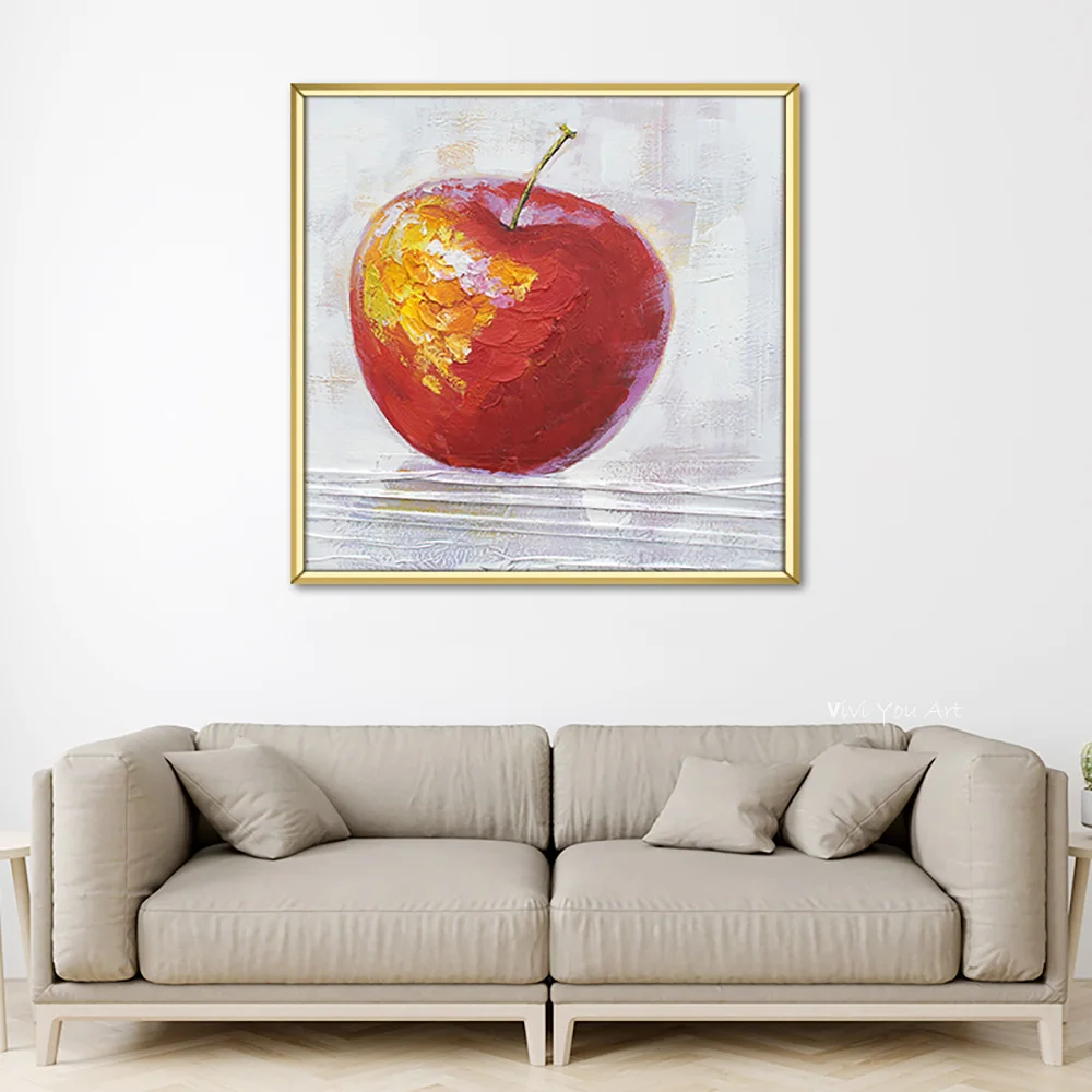 Koop Abstracte Rode Apple Canvas Schilderij Wall Art Handgemaakte Poster Foto Decoratieve Schilderkunst Woonkamer Home Decoratie