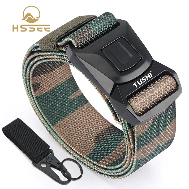 

HSSEE официальный настоящий Камуфляжный тактический ремень, устойчивый к ржавчине, жесткая металлическая пряжка, нейлоновый ремень в стиле милитари 1200D, настоящий нейлоновый армейский ремень