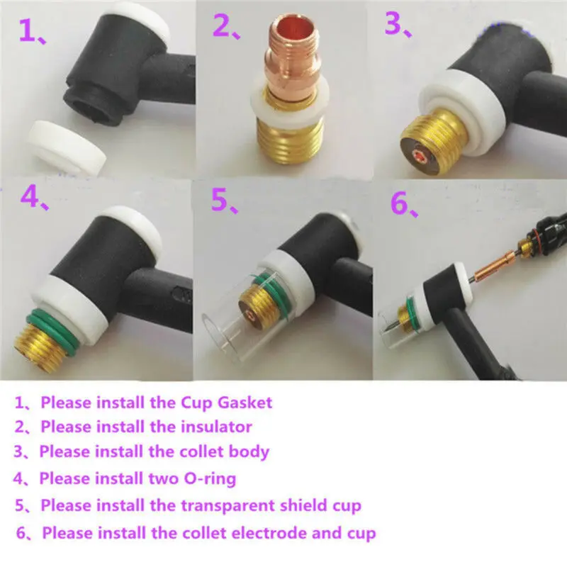 

Heat Cup TIG Welding Torch Chuck For WP-17/18/26 Soldering Accessories 23pcs