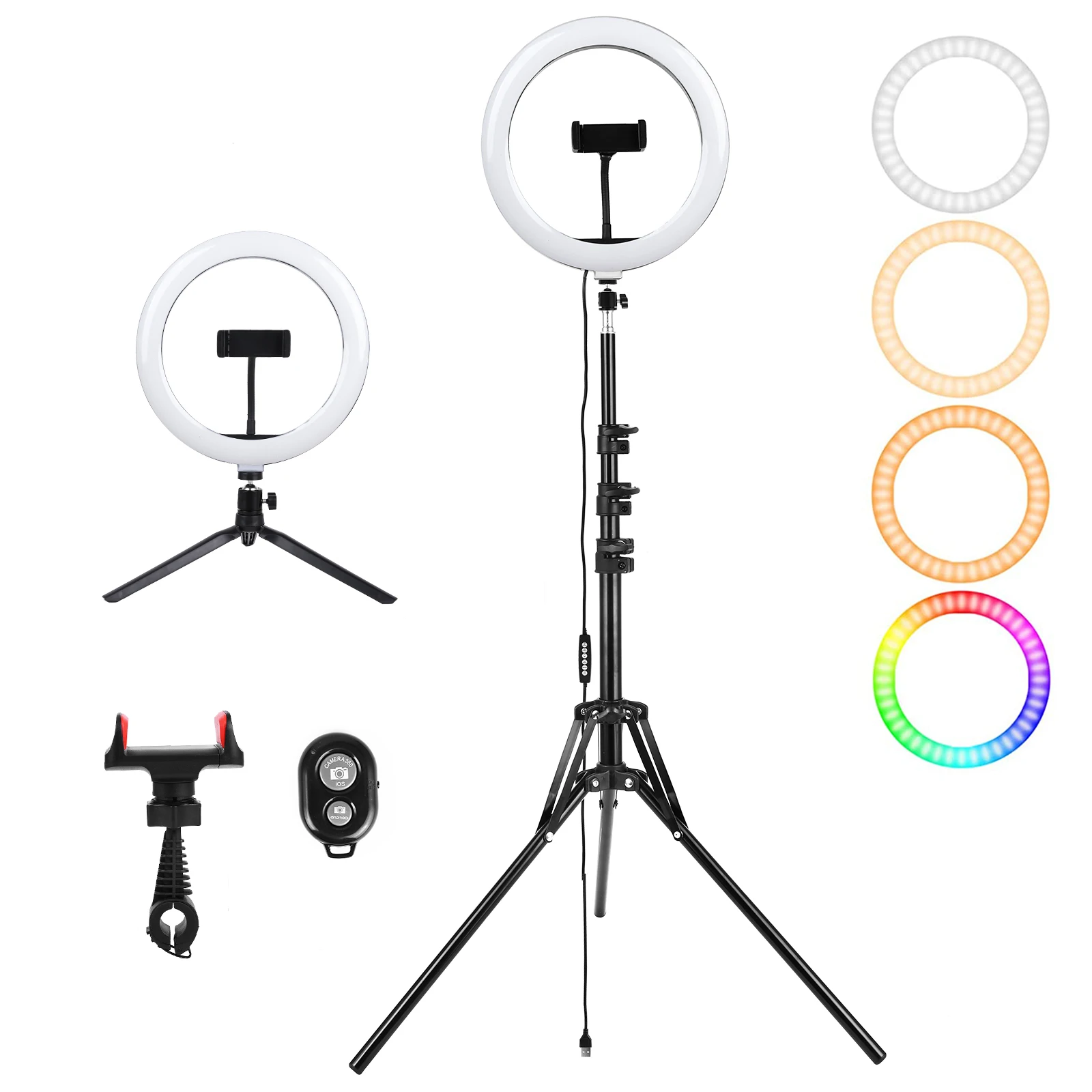 

Andoer 10 дюймов RGB кольцевой светильник светодиодный фон для фотосъемки лампа с регулируемой яркостью usb-камера с флеш-картой памяти светильни...