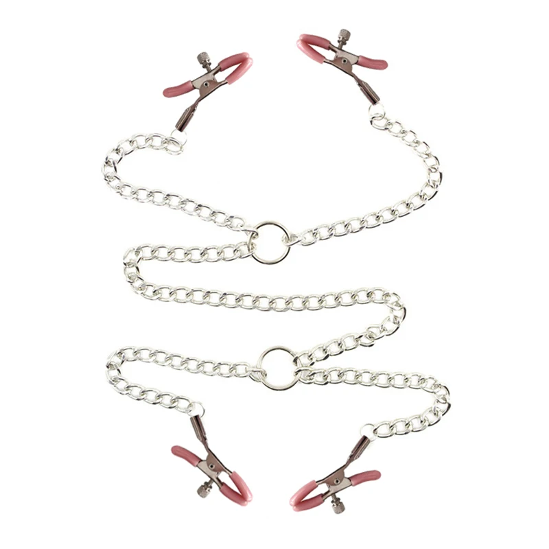 Four-Headed 4 Below Passion Clamp Chain Bondage Adult Toy Body Nipple Labia Clitoris Clip Metal Breast Adjustable Game | Красота и
