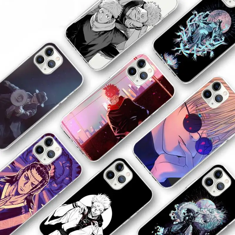 

Jujutsu Kaisen Phone Case Transparent for iPhone 13 11 12 Samsung S 9 10 20 Pro X XS Max XR Plus lite Clear mobile bag Anime