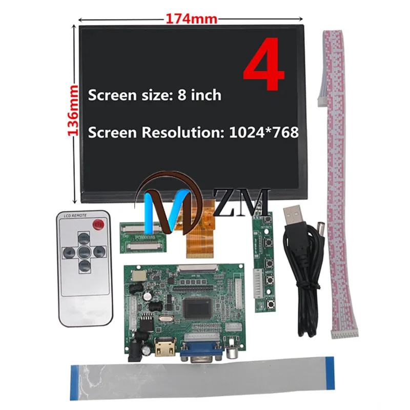 ЖК-дисплей с экраном 1024*600 7/8/9/10 1 дюйм HDMI VGA плата драйвера монитор для Raspberry Pi