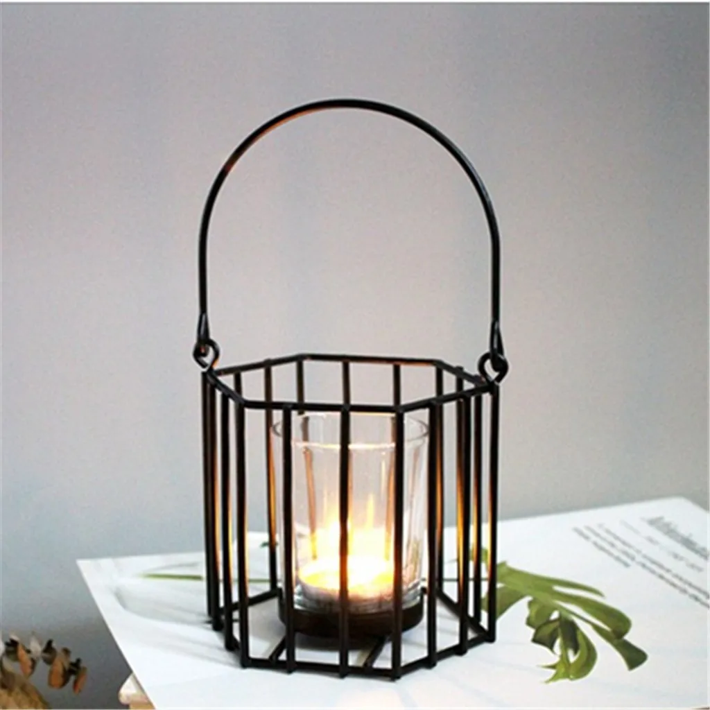 Скандинавский Ретро Железный светильник подсвечник фонарь декор для домашней