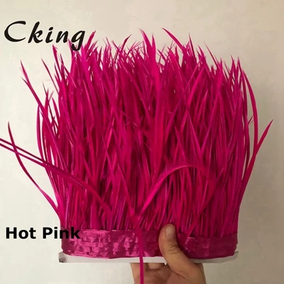 hot pink Cking 10 ярдов Красный цвет натуральное гусиное перо планки 15-20 см 6-8 дюймов ширина перо для рукоделия кружевные ремни - Цвет: hot pink