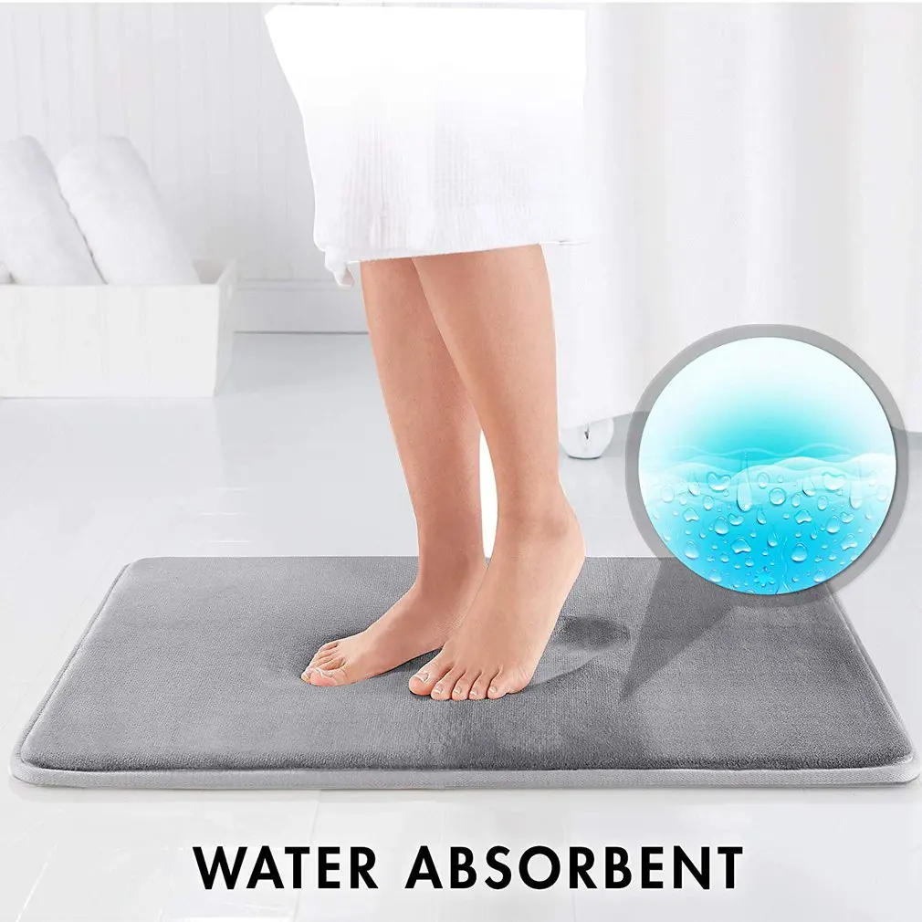 Водопоглощающий коврик для ванной комнаты ворсистый пенный с эффектом памяти