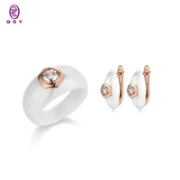 2021 trend unusual free shipping sexy jewelry sets circle shape ceramic rings earrings for women cute for girls friends qsy