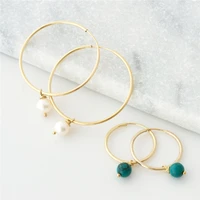 14k gold filled hoop earrings natural pearl jewelry natural turquoise gold hoop earrings brincos pendientes oorbellen