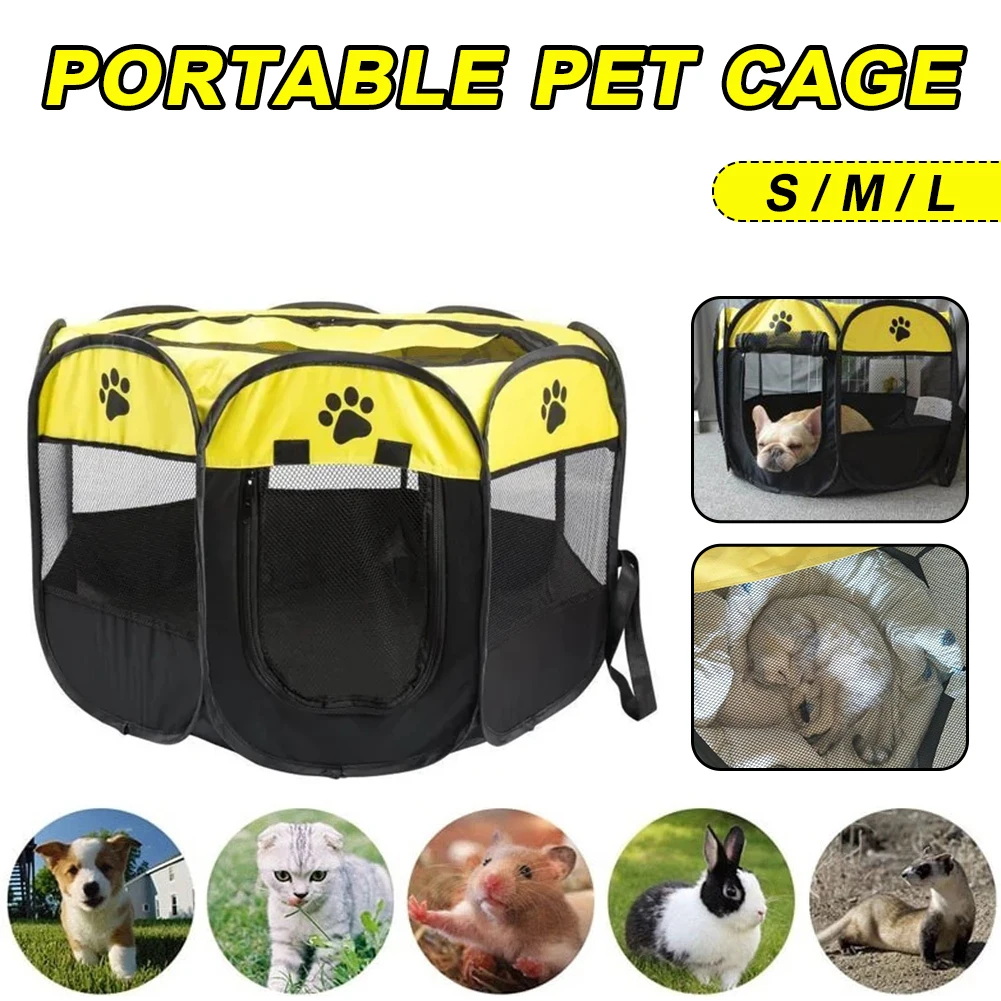 

Pet Playpen Breathable Folding Pet House Octagonal Cage Collapsible Exercise Kennel Tent for Dogs Cats Puppies S/M/L