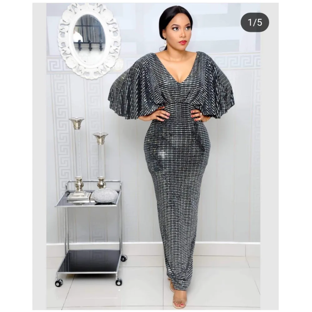 Платья для женщин в африканском стиле популярные длинные вечерние платья с v