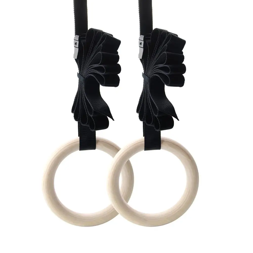 

Wooden Gymnastic Rings Olympic Gym Ring with Adjustable Straps Crossfit Rings for Gym Workout Exercise Outdoor Training Pull Up