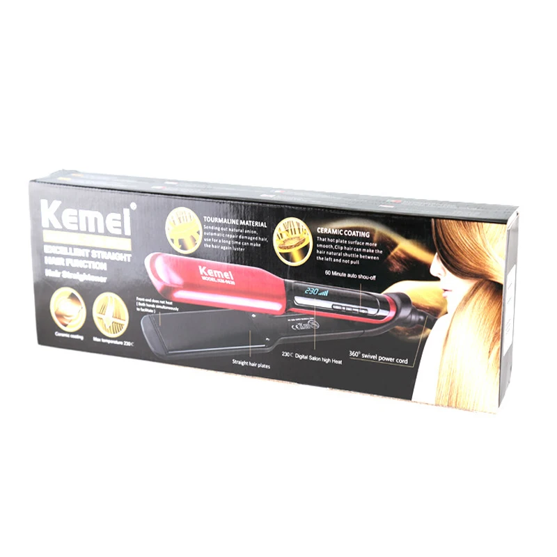 

KEMEI LCD Display Flat Iron Digital Temperature Control Hair Straightener Hair Styler Ceramic Professional Hair Iron KM-9620