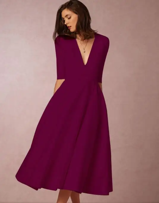 Весна Глубокий v-образный вырез женское Макси офисное платье Элегантное Vestidos сексуальное длинное платье размера плюс 3XL белое вечернее платье - Цвет: Лаванда