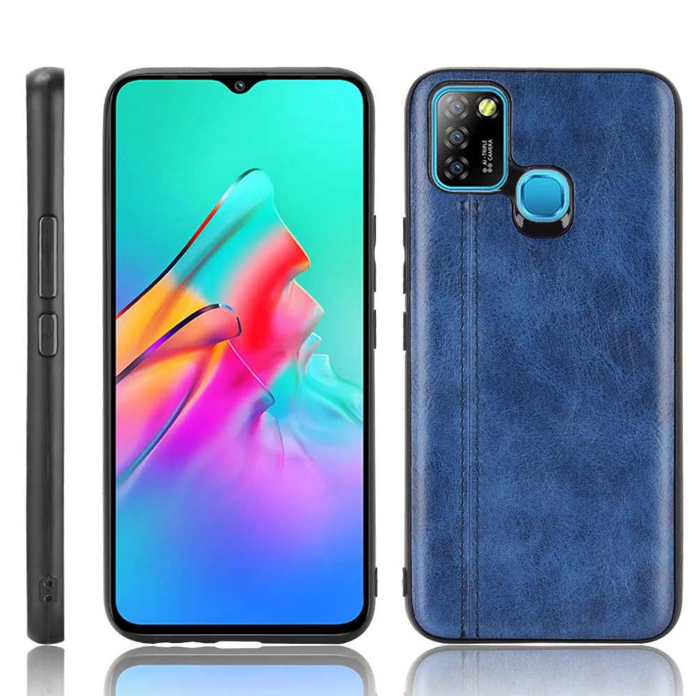 for infinix hot 10 lite case suture soft edge pu leather hard phone cover for infinix hot 10 lite case 6 6 free global shipping