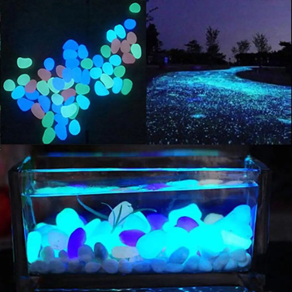 

New 10Pcs Eco-Friendly Luminous Glowing Artificial Stone Aquarium Fish Tank Bonsai Garden Decor In The Dark Pebbles Stones