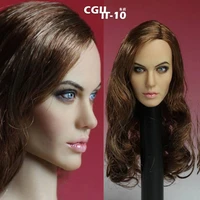 cgl t 10 16 scale angelina jolie tomb raider head sculpts with brow long curly hair model for 12 inches action figure body