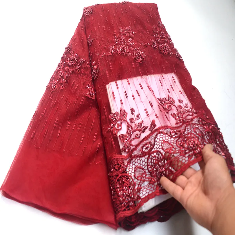 Африканская кружевная ткань высокого качества кружевная aso ebi сетчатая ткань вышитая полностью бисером нигерийский Швейцарский кружевной ткани 5 ярдов RG405