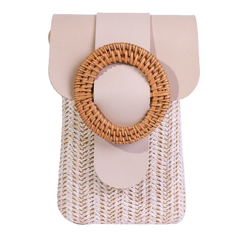 

2021ins spring and summer Straw Beach Mobile Phone Bag Mini / mini vertical square one shoulder slant span women's bag