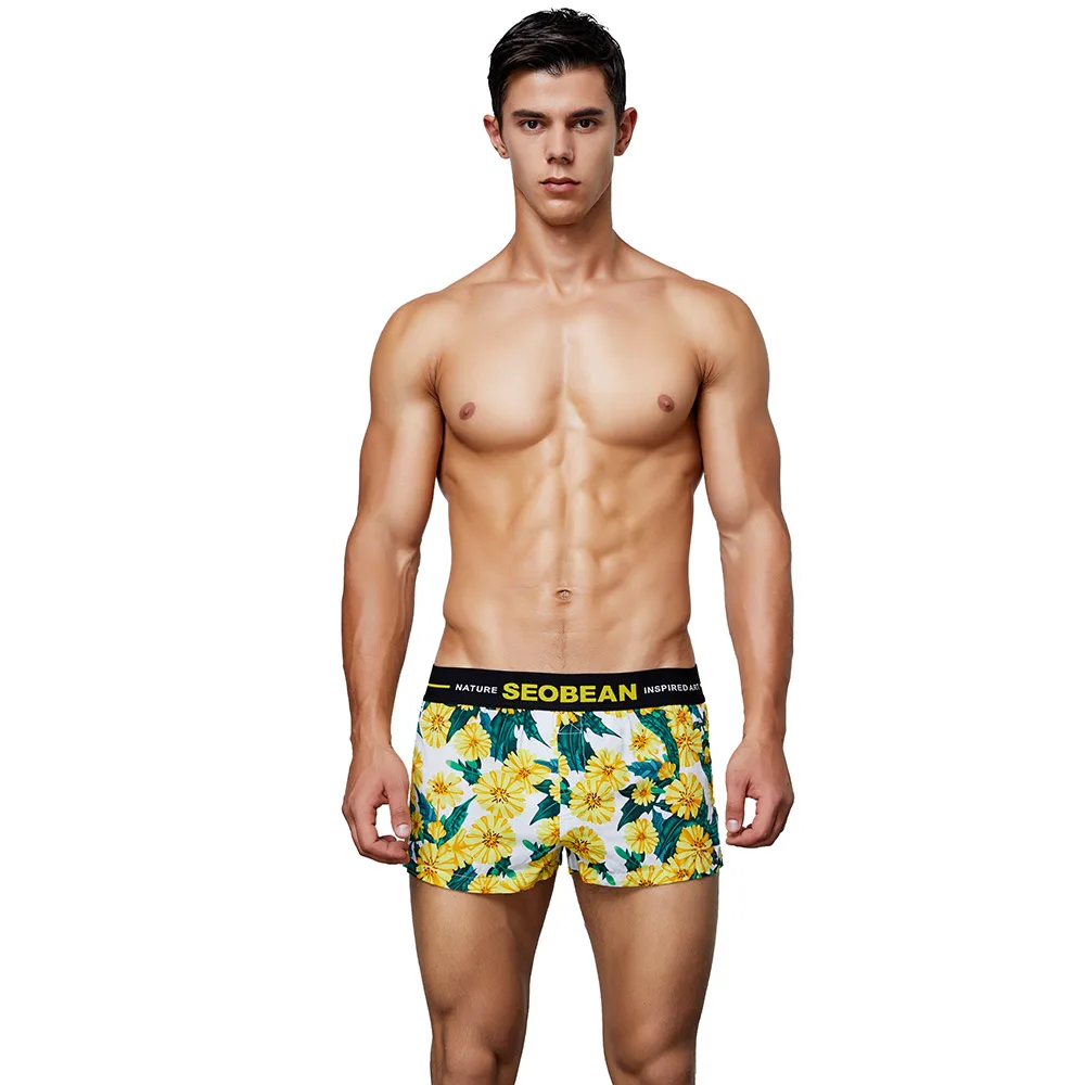 Men's Home Shorts Viscose Material Home Wearing Middle Waist Sexy Casual Sleepwear Loose Short Pajama Pants Sleep