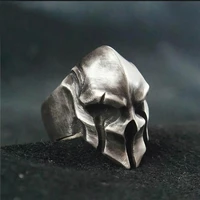 fashion mens spartan warrior helmet ring copper silver color vintage punk biker party ring jewelry