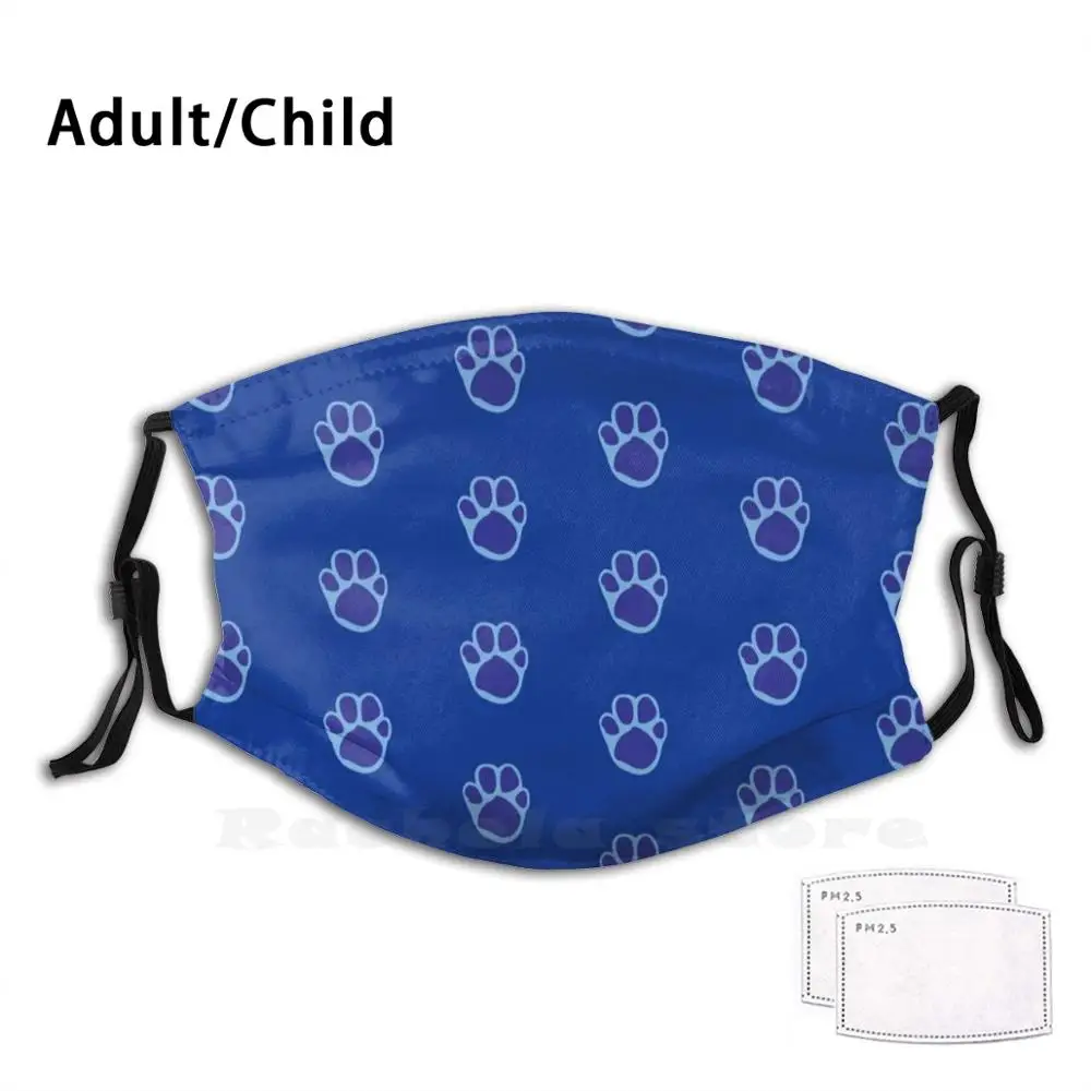 

Blue'S Paw Print Pattern Print Washable Filter Anti Dust Mouth Mask Blue Blues Clues Paw Paw Paw Pattern Dog Steve Vintage
