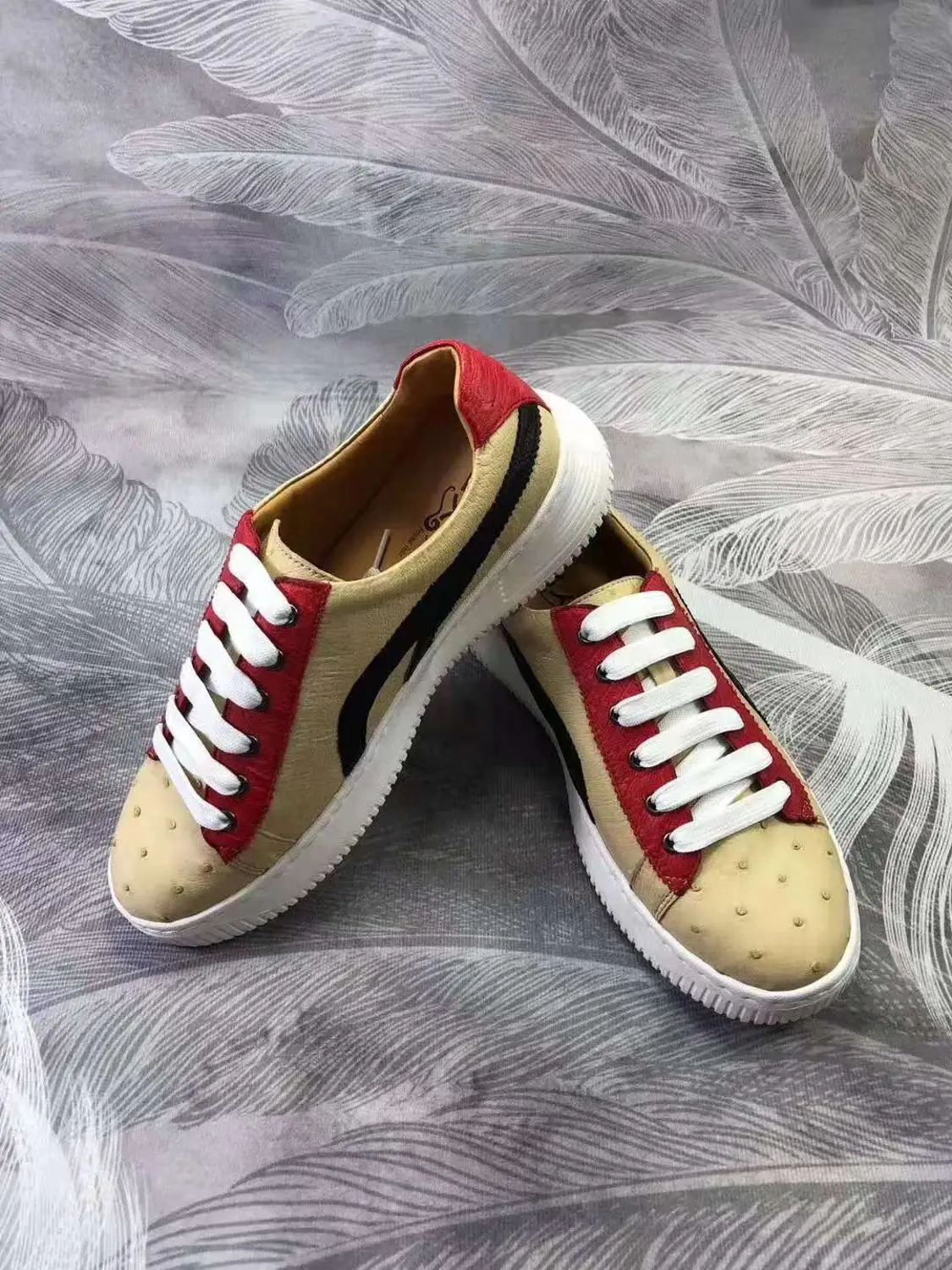 Новые высококачественные мужские туфли из натуральной страусиной кожи модные