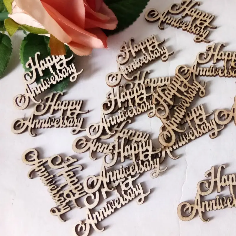 15 шт./компл. деревянный Happy Юбилей Свадьба День памяти вечерние реквизит декор