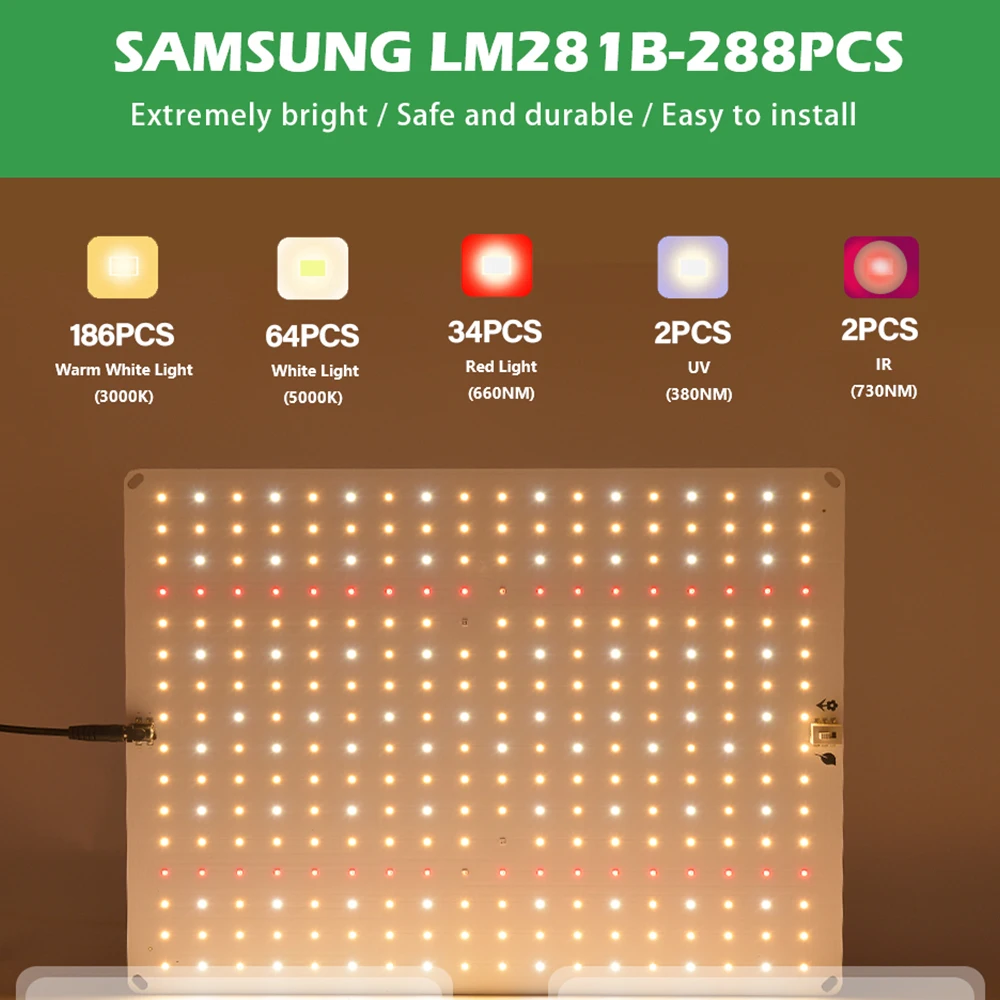 Приглушаемая Светодиодная лампа для роста растений Samsung 1200 Вт полный спектр