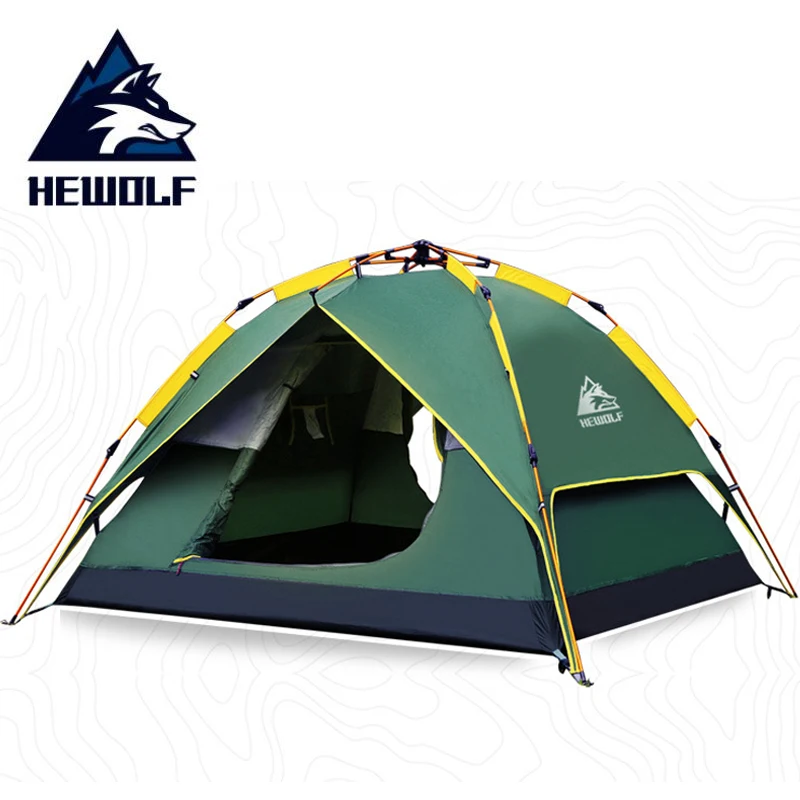 

Палатка Hewolf туристическая на 3-4 человек, автоматическая водонепроницаемая, двухслойная, Ультралегкая, для походов, пикника