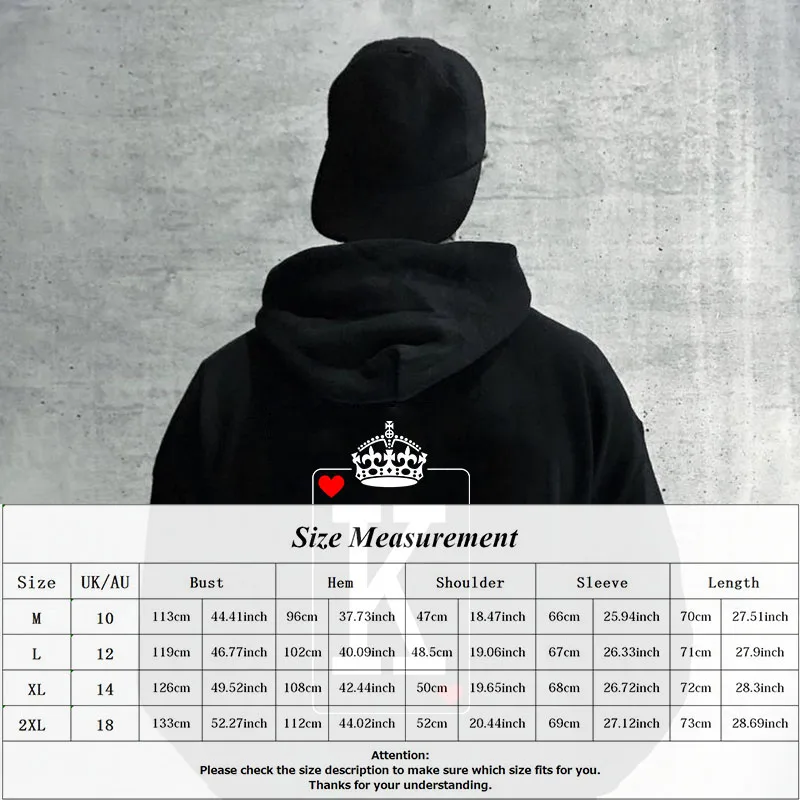 

Female Full Sleeve Casual Pullovers Tops QUEEN KING Poker Couple Hoodies Autumn Winter Women Men Harajuku Hooded Sweatshirt