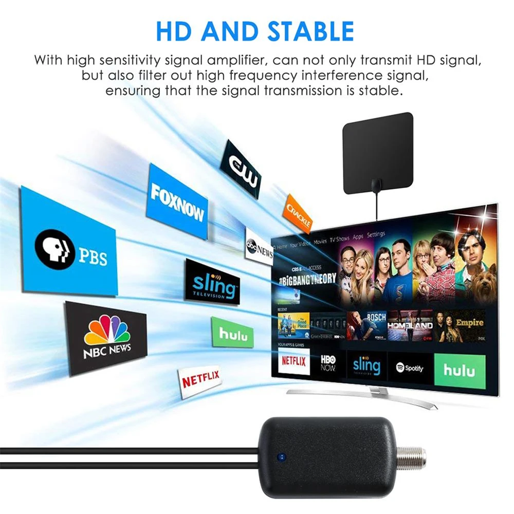 1080P ATSC 50 Miles TV Aerial Indoor Amplified Digital HDTV Antenna DVB-T2 4K HD for Local Channels Broadcast Home Television |
