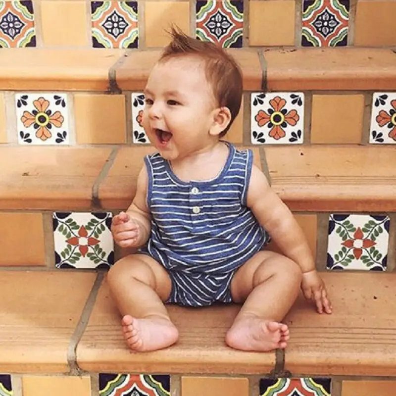 

Goocheer Baby Summer Clothing 0-24 Newborn Infant Baby Boy Girl Striped Romper Clothes Sleeveless Striped Summer Outfit Jumpsuit