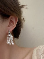 yangliujia baroque pearl tassel earrings south korean style fashionable sweet elegant long earrings women wedding accessories