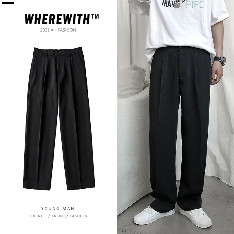 

Men's Spring Summer Korean Fashion Casual Suit Pants Straight Loose Trousers Harajuku Korean Clothing Pantalones Hombre Pantalon
