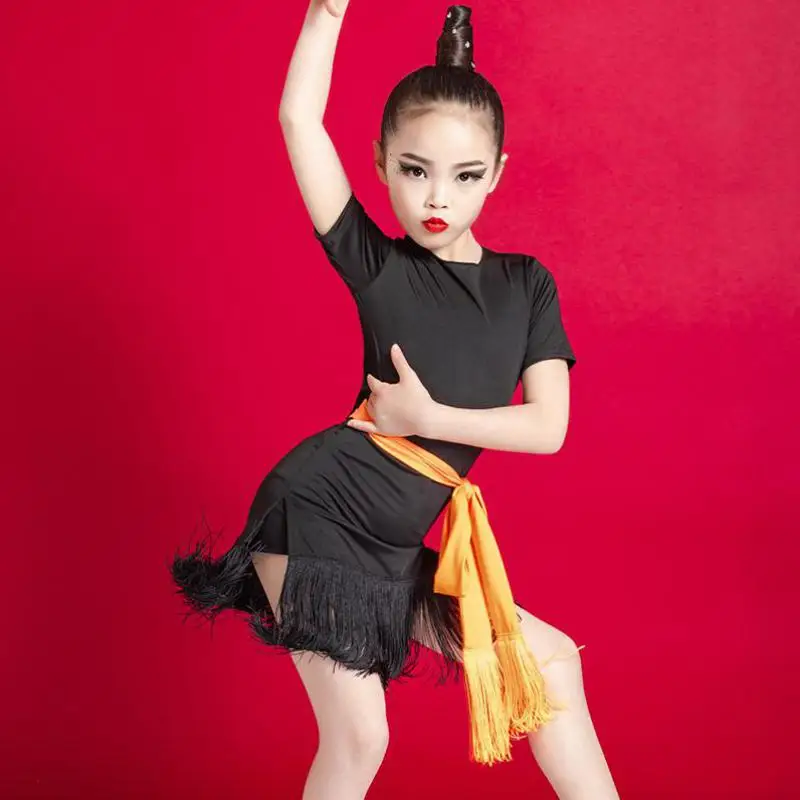 Детское платье для латинских танцев новинка 2021 с бахромой Детские платья танго