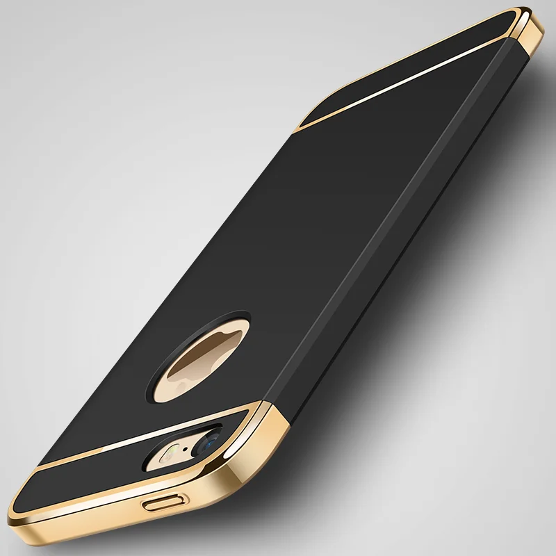 Роскошный пластиковый жесткий чехол с металлическим покрытием для iPhone 5 6 6S 7 Plus