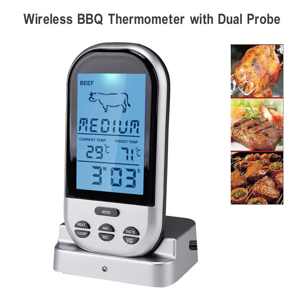 

Electronic Oven Waterproof Kitchen Tools Wireless Food Meat BBQ Cooking Kitchen Thermometer Smoker Grill Oven Probe Timer