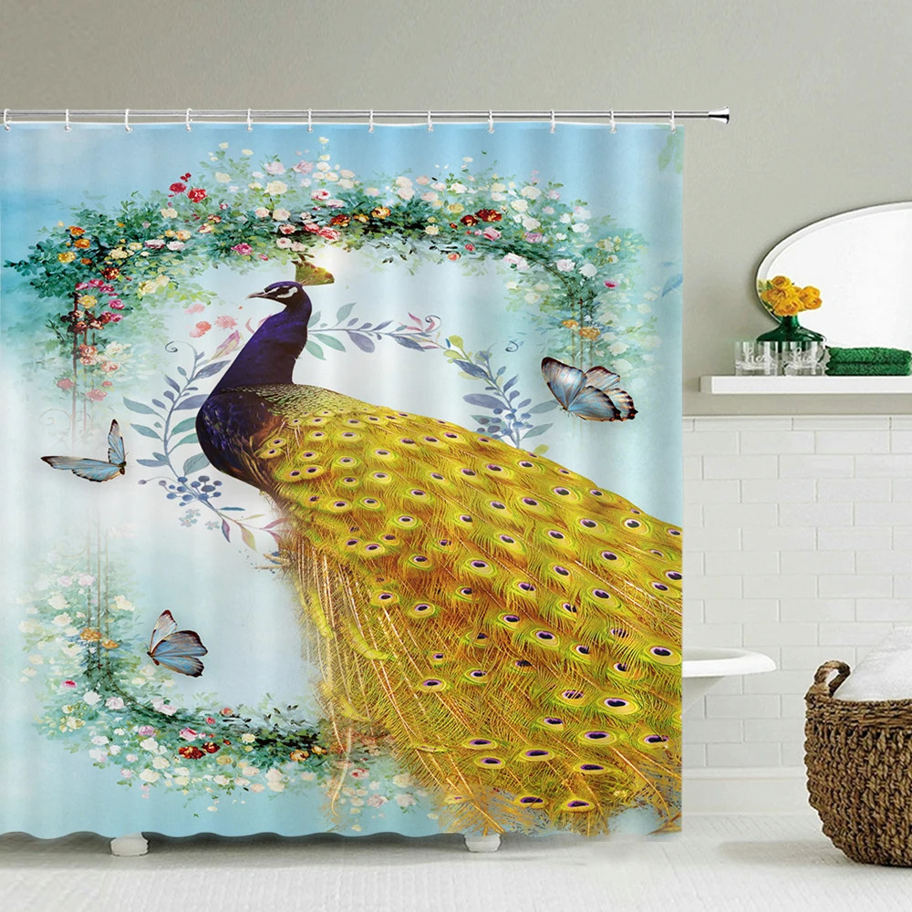 Водонепроницаемая занавеска для душа с рисунком лошади слона 180*200 см | Дом и сад