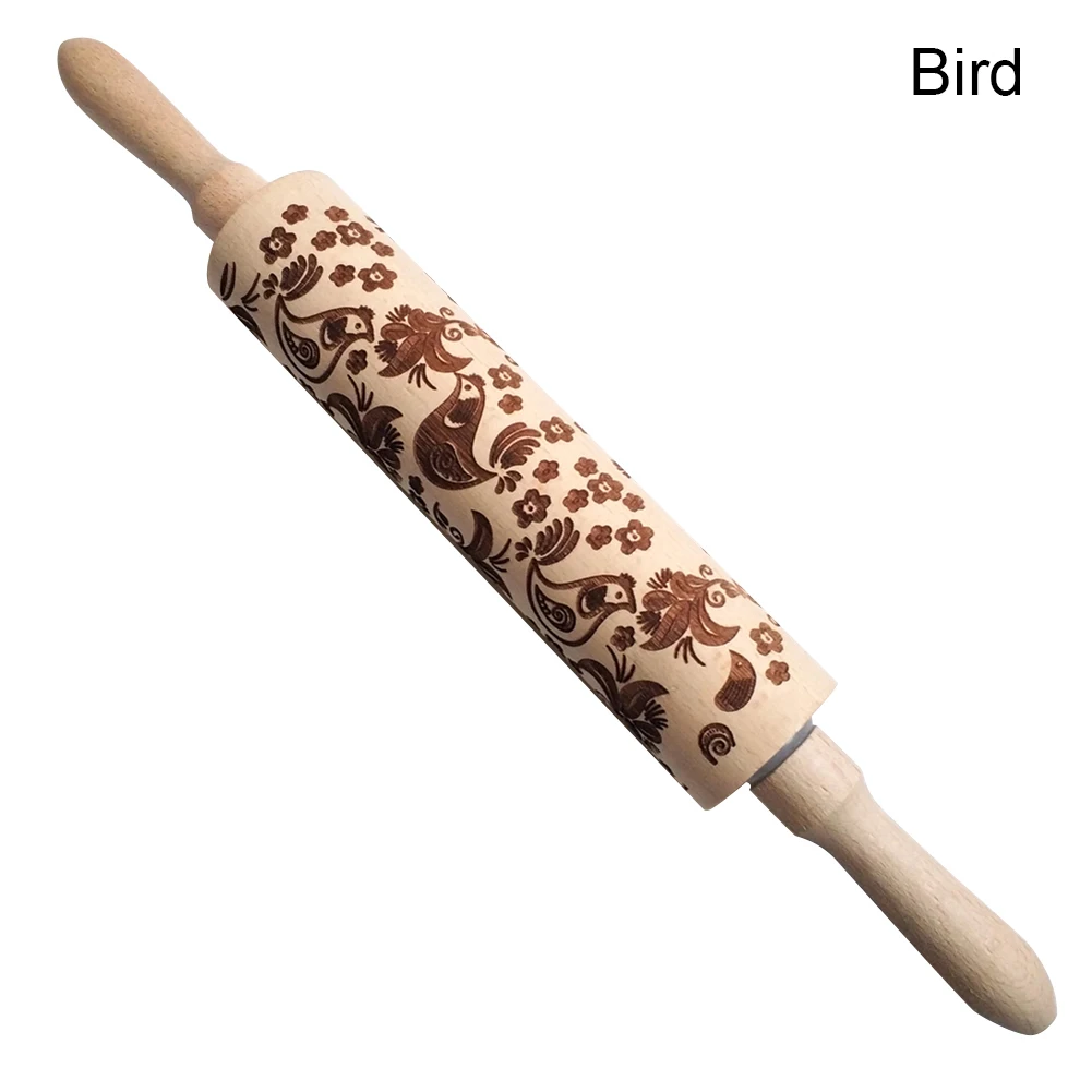 

1 Pcs Wooden Rolling Pin Embossing Baking Christmas Elk Cookies Noodle Biscuit Fondant SEC88
