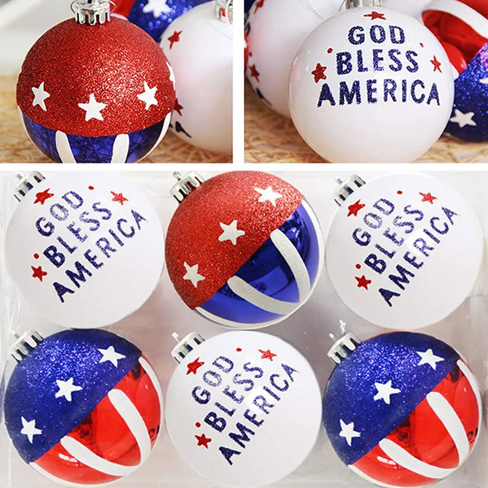 

Independence Day July Of 4th Ball Hanging Patriotic Ball Ornaments USA Flag Balls Party Home Decoration Accessories 12PCS