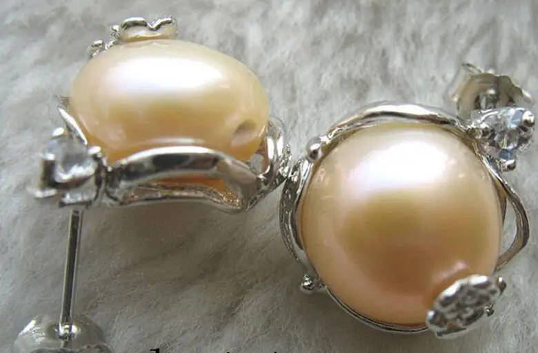 По нижнему краю высший класс! Пресноводный жемчуг розовый барокко серьги