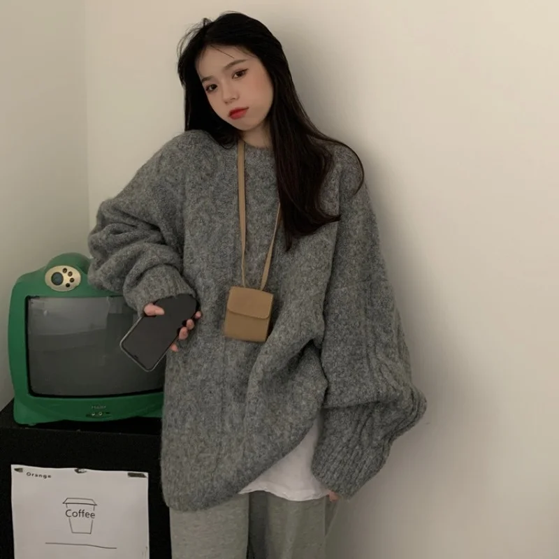 Белый пуловер вязаный женский свитер Осень-зима 2021 свободная верхняя одежда в